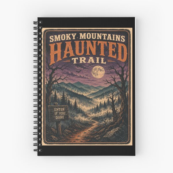 Item preview, Smoky Mountains Haunted Trail Vintage Halloween Travel Poster designed and sold by Globalcitytees.