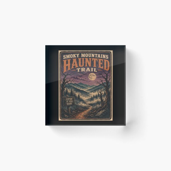 Item preview, Smoky Mountains Haunted Trail Vintage Halloween Travel Poster designed and sold by Globalcitytees.