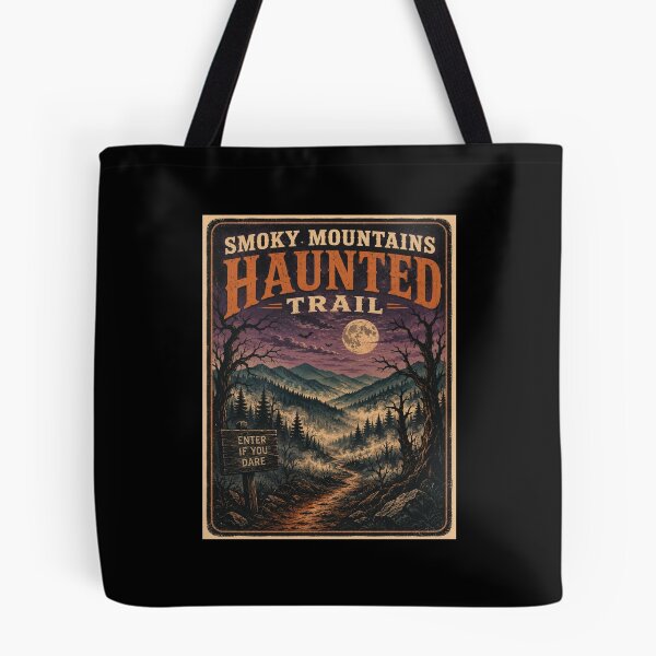 Item preview, Smoky Mountains Haunted Trail Vintage Halloween Travel Poster designed and sold by Globalcitytees.