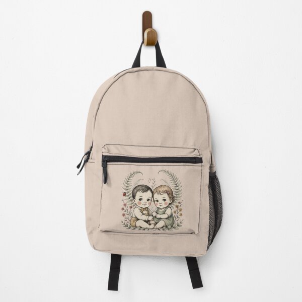Item preview, Vintage Twin Babies Botanical Nursery Illustration designed and sold by NuvoraNest.