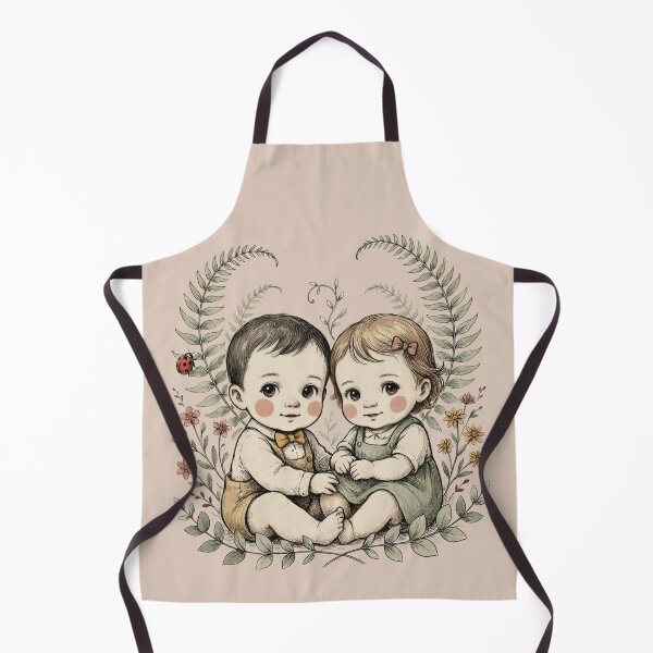 Item preview, Vintage Twin Babies Botanical Nursery Illustration designed and sold by NuvoraNest.