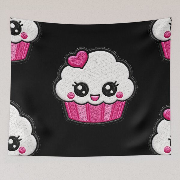 Item preview, Kawaii Cupcake Embroidery Patch Illustration designed and sold by ColorSplash123.
