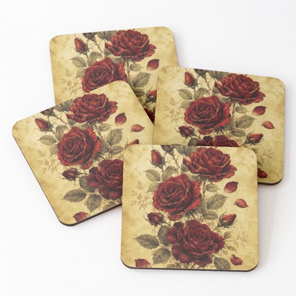 Item preview, Vintage Red Rose Bouquet – Victorian Botanical Parchment Art Print – Romantic Wall Decor designed and sold by @SHINTOSARTSTORE.