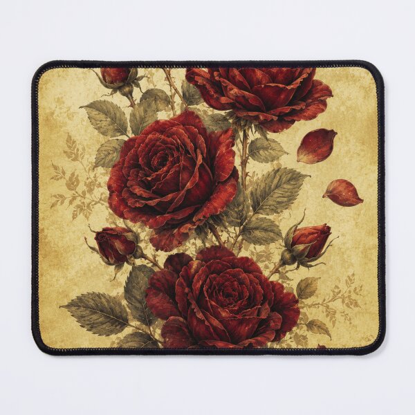 Item preview, Vintage Red Rose Bouquet – Victorian Botanical Parchment Art Print – Romantic Wall Decor designed and sold by @SHINTOSARTSTORE.