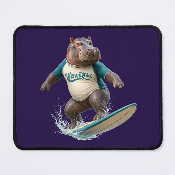 Item preview, Surfing Hippo Gift designed and sold by Wenvilgrace.