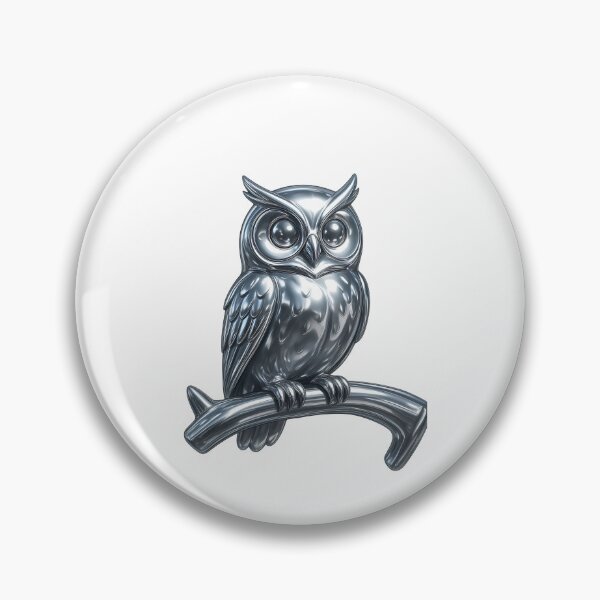 Item preview, Silver Chrome Owl – Gothic and Futuristic Style designed and sold by mimirocker.