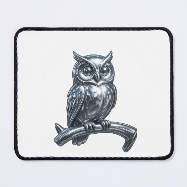 Item preview, Silver Chrome Owl – Gothic and Futuristic Style designed and sold by mimirocker.