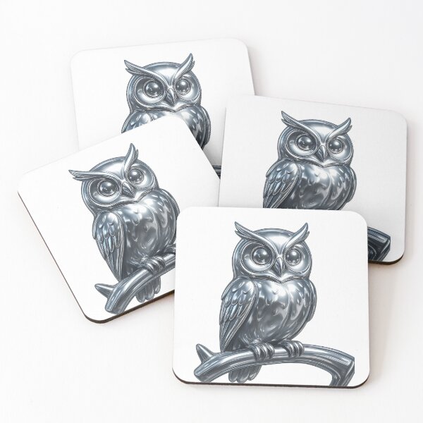 Item preview, Silver Chrome Owl – Gothic and Futuristic Style designed and sold by mimirocker.
