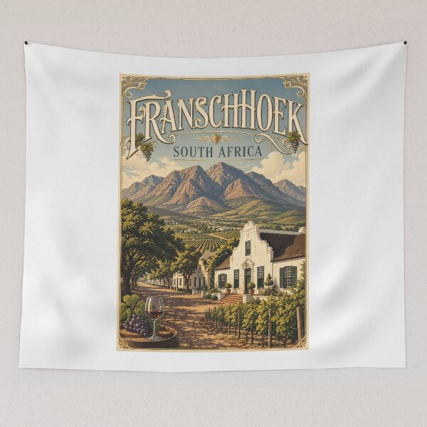Item preview, Franschhoek South Africa Vineyards beneath Cape Winelands Mountains designed and sold by Aryabek.