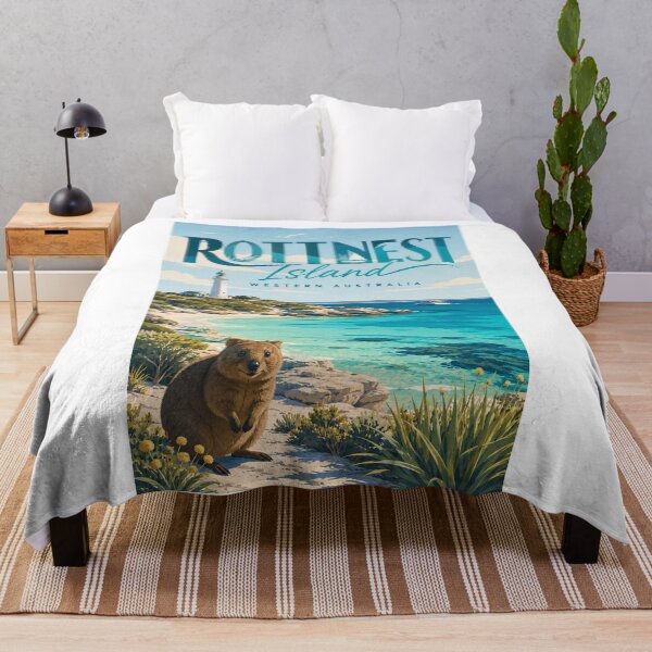 Item preview, Rottnest Island Western Australia with Wadjemup Lighthouse and Quokkas designed and sold by Aryabek.