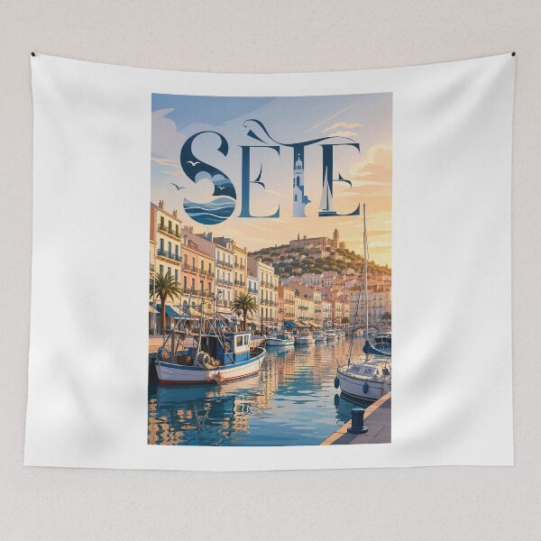 Item preview, Sète France Mediterranean Harbor Waterfront and Mont Saint Clair designed and sold by Aryabek.