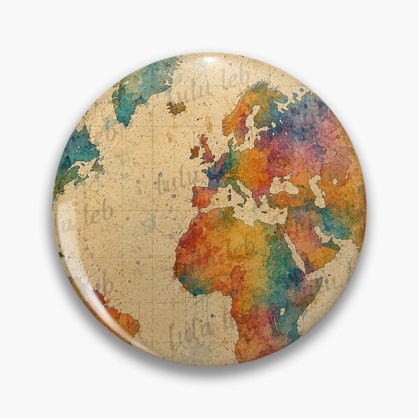 Item preview, Vintage Watercolor World Map designed and sold by LuluLeb.