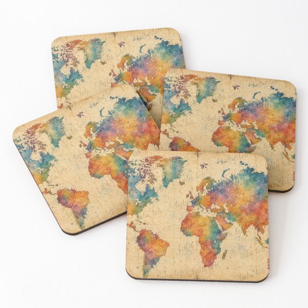 Item preview, Vintage Watercolor World Map designed and sold by LuluLeb.