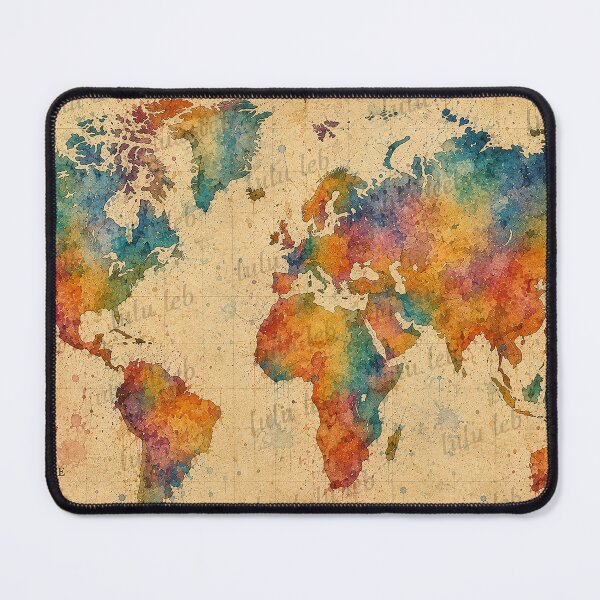 Item preview, Vintage Watercolor World Map designed and sold by LuluLeb.