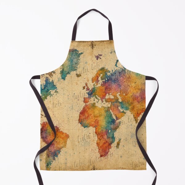 Item preview, Vintage Watercolor World Map designed and sold by LuluLeb.