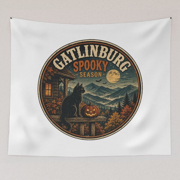 Item preview, Gatlinburg Spooky Season Black Cat Halloween Smoky Mountains designed and sold by Globalcitytees.
