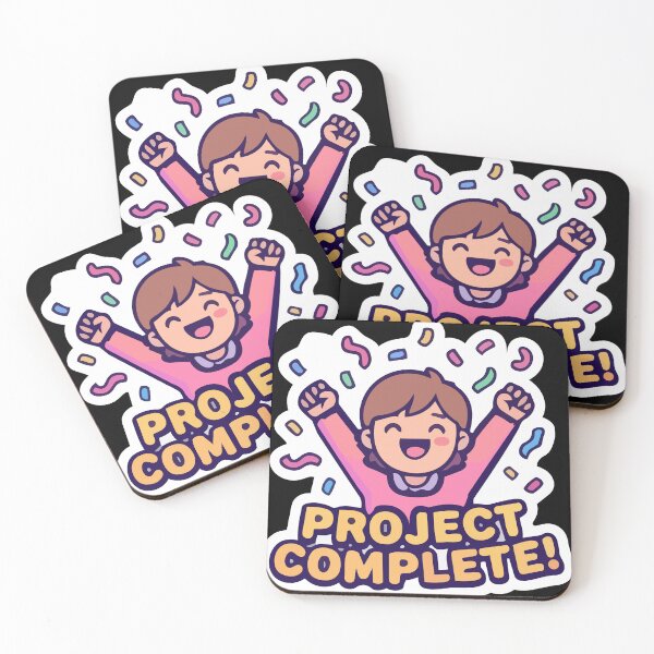 Item preview, Project Complete Celebration - Cute Kawaii Character with Confetti designed and sold by All Year Summer Co..