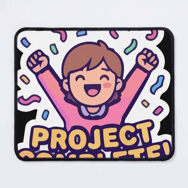 Item preview, Project Complete Celebration - Cute Kawaii Character with Confetti designed and sold by All Year Summer Co..