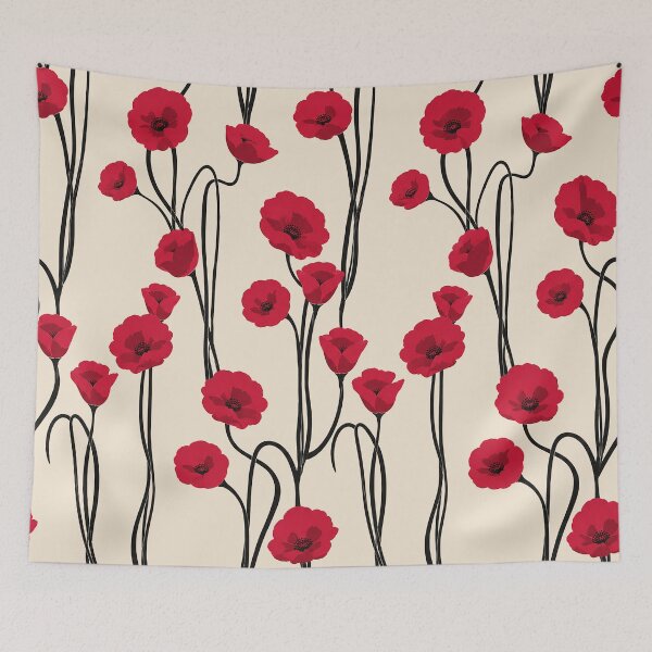 Item preview, Red Poppy Floral Botanical Pattern designed and sold by Aniko Tulipan.