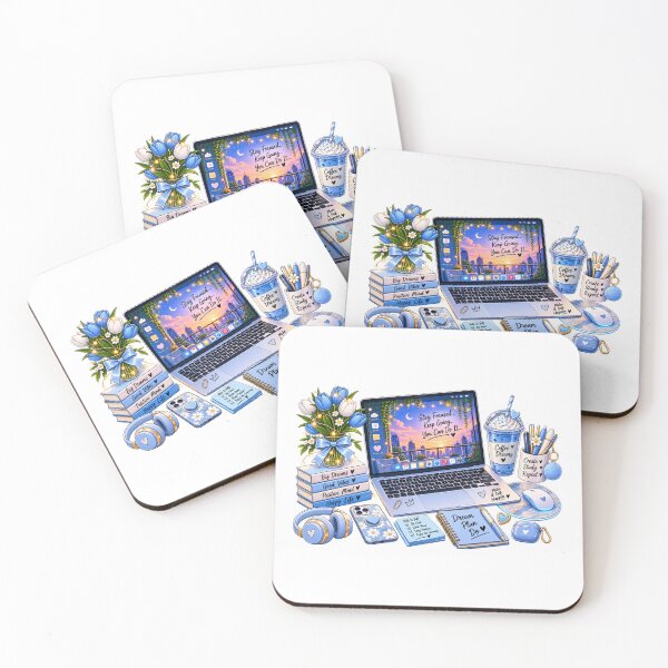 Item preview, Stay Focused Keep Going – Blue Aesthetic Study Laptop & Coffee Design designed and sold by Ishratparween11.