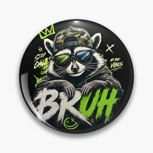 Item preview, Bruh Stay Chill Cool Raccoon in Sunglasses and Camo Hat designed and sold by Vermanartist.