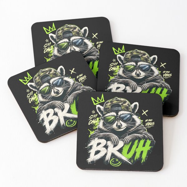 Item preview, Bruh Stay Chill Cool Raccoon in Sunglasses and Camo Hat designed and sold by Vermanartist.