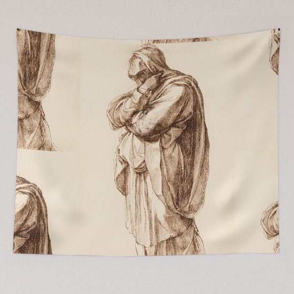 Item preview, Hooded Mourning Figure Draped Sepia Study designed and sold by artofuniverse.