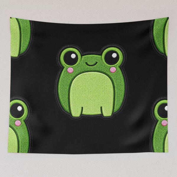 Item preview, Kawaii Green Frog Embroidery Patch Illustration designed and sold by ColorSplash123.
