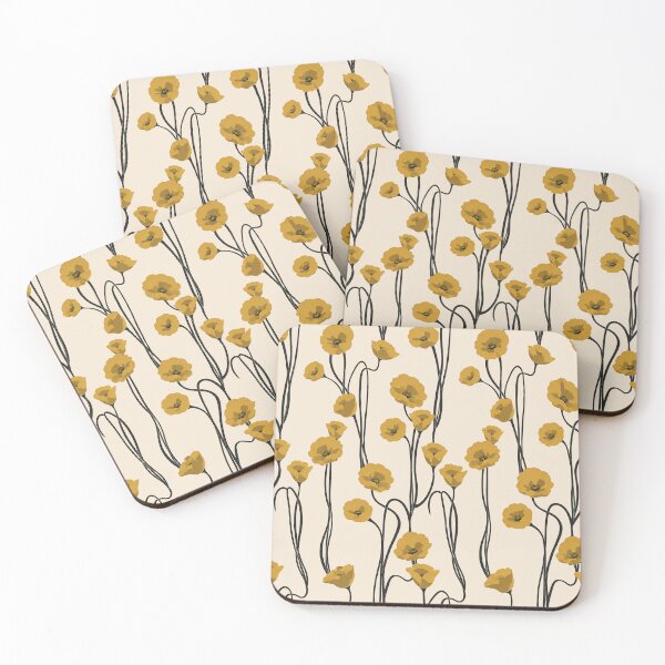 Item preview, Mustard Yellow Poppy Floral Botanical Pattern designed and sold by Aniko Tulipan.