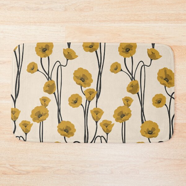 Item preview, Mustard Yellow Poppy Floral Botanical Pattern designed and sold by Aniko Tulipan.
