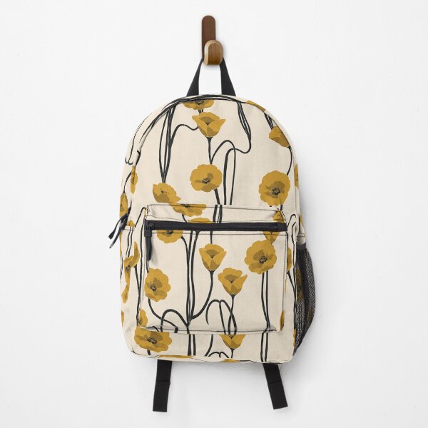 Item preview, Mustard Yellow Poppy Floral Botanical Pattern designed and sold by imaniko.