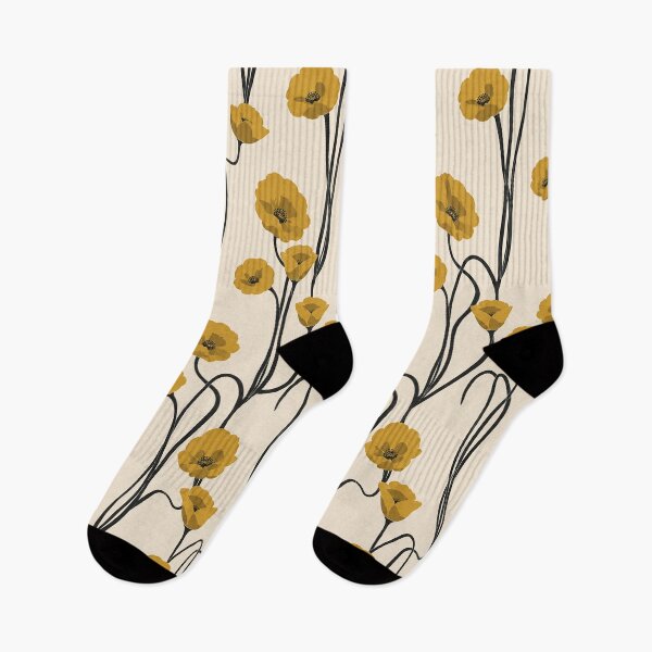 Item preview, Mustard Yellow Poppy Floral Botanical Pattern designed and sold by Aniko Tulipan.