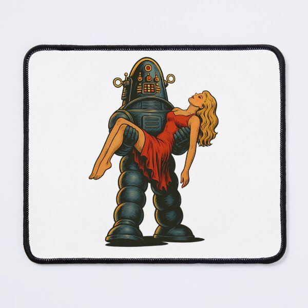 Item preview, Robot Carrying Woman Illustration Poster designed and sold by TshirtsDistrict.