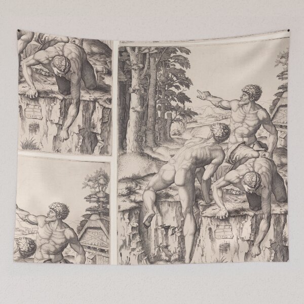 Item preview, Three Nude Male Figures in Landscape designed and sold by artofuniverse.