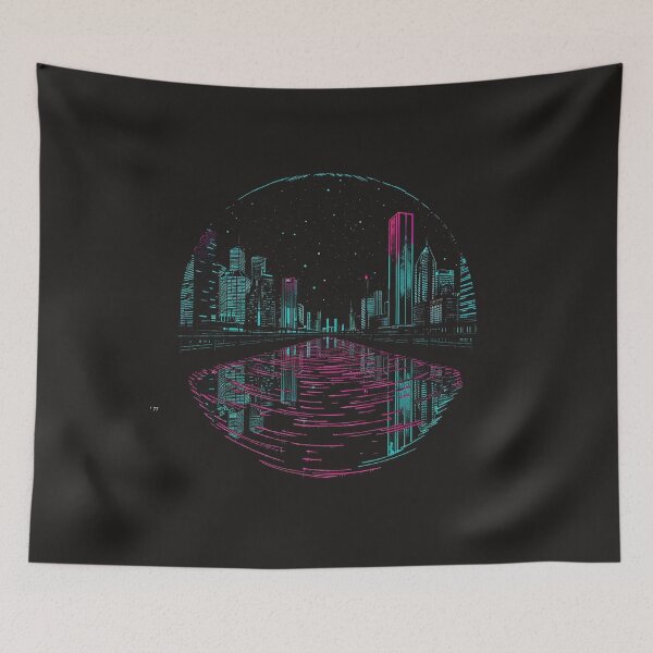 Item preview, puddle holding the neon sky designed and sold by RetroWaveArtCo.