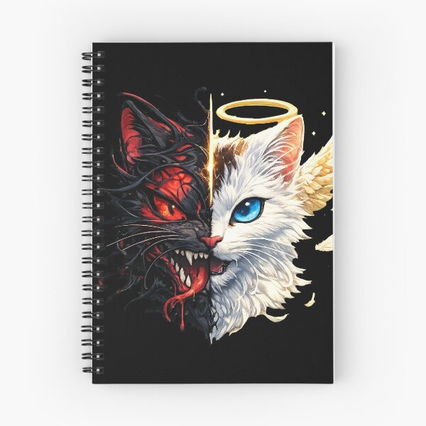 Item preview, Half Angel Half Demon Cat Split Face Good and Evil Feline designed and sold by Vermanartist.