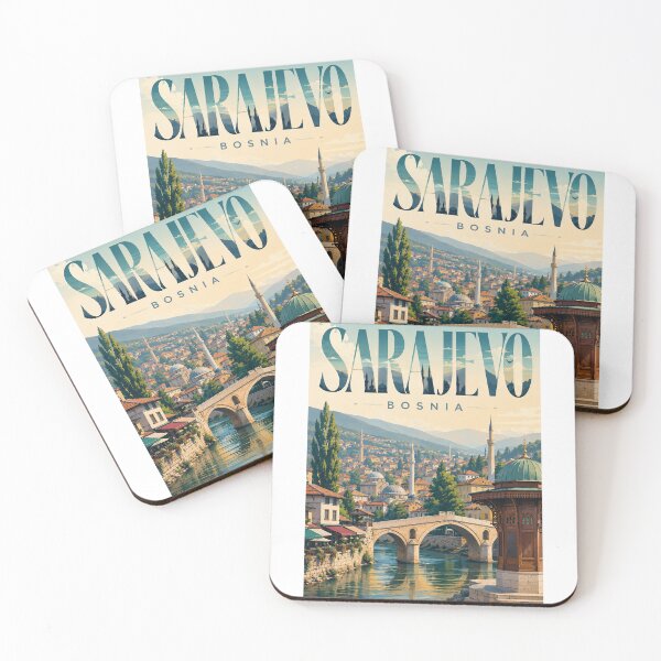 Item preview, Sarajevo Bosnia and Herzegovina Latin Bridge and Baščaršija Skyline designed and sold by StampMyPassport.