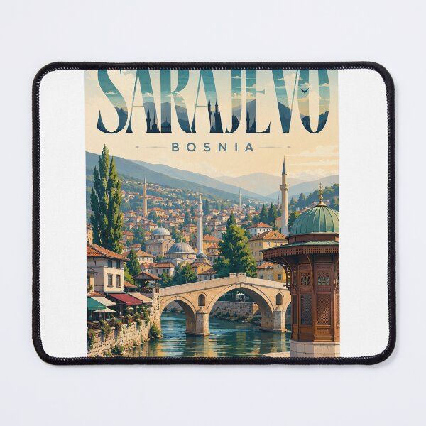 Item preview, Sarajevo Bosnia and Herzegovina Latin Bridge and Baščaršija Skyline designed and sold by StampMyPassport.
