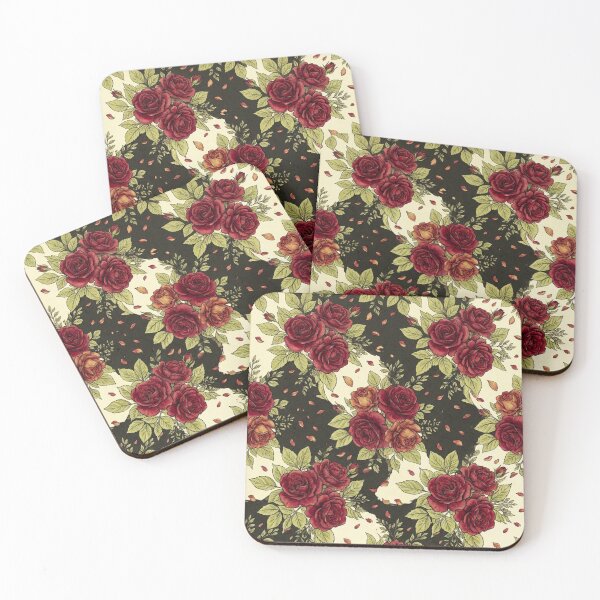 Item preview, Dark Red Rose Pattern – Gothic Romantic Floral Botanical Art Print – Moody Rose Decor designed and sold by @SHINTOSARTSTORE.