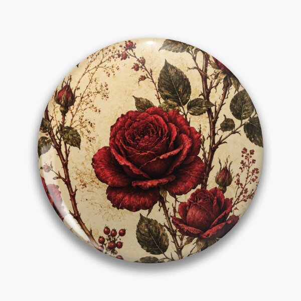 Item preview, Victorian Red Rose Pattern – Vintage Botanical Climbing Rose Art Print – Romantic Wall Decor designed and sold by @SHINTOSARTSTORE.