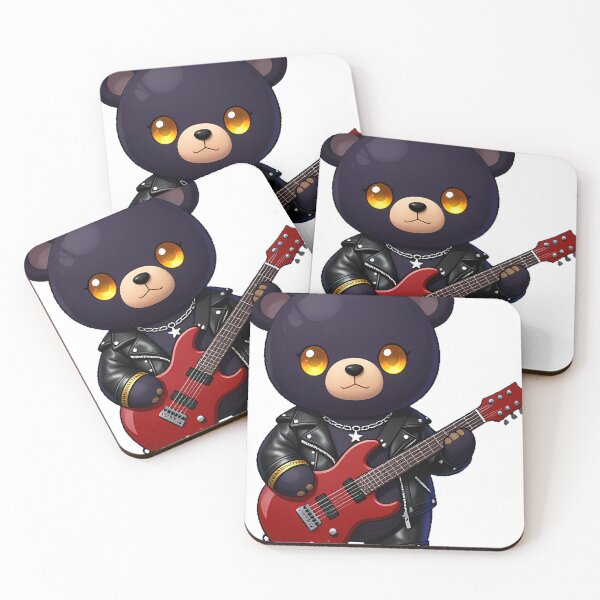 Item preview, Gothic Black Bear Rockstar with Crimson Guitar designed and sold by IllumeInk.