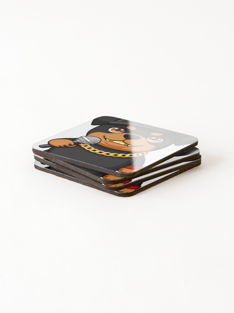 Thumbnail 4 of 5, Coasters (Set of 4), Cute Rottweiler Rapper with Snapback designed and sold by pumsquare.