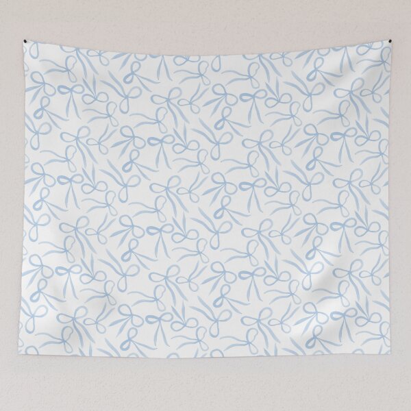 Item preview, tossed bows - Bloom and Bow - blue white designed and sold by Stephanie Fiona Design.