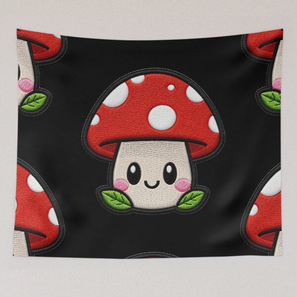 Item preview, Kawaii Red Mushroom Embroidery Patch Illustration designed and sold by ColorSplash123.