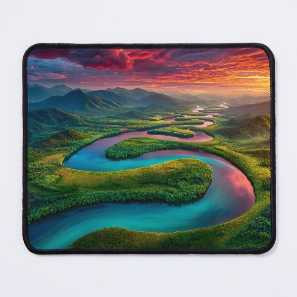 Item preview, Majestic River Flowing Through Lush Green Mountains designed and sold by Artessie.