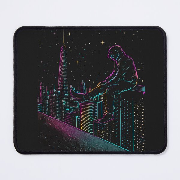 Item preview, rooftop thoughts in neon glow designed and sold by RetroWaveArtCo.