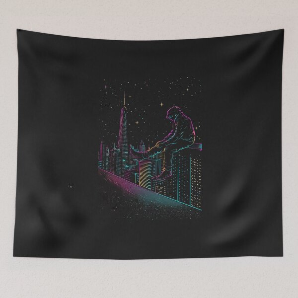 Item preview, rooftop thoughts in neon glow designed and sold by RetroWaveArtCo.