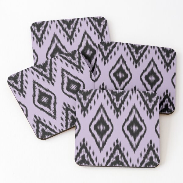 Item preview, Seamless Black Geometric Ikat Pattern on Lavender Purple Background designed and sold by Kaistudio1111.