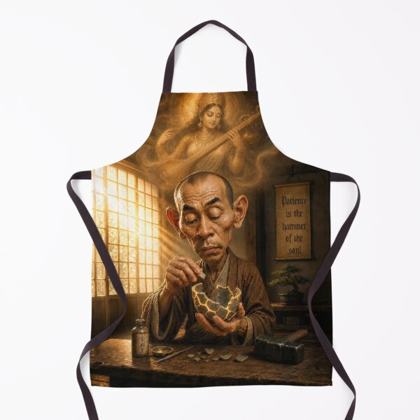 Item preview, Kintsugi Whimsical Wise Monk And Golden Goddess designed and sold by The Brother Wu Collection.