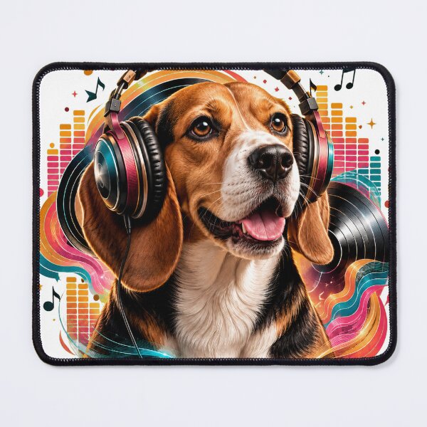Item preview, Happy Beagle Listening to Colorful Music designed and sold by Kolibra.